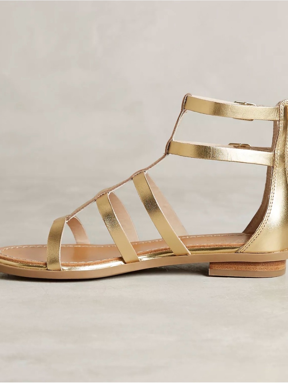 Anthropologie Seychelles Dalea Gold   Metallic Strappy Flat Sandals NEW size 6 - Picture 4 of 13